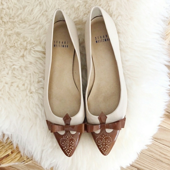 Stuart Weitzman Shoes - Stuart Weitzman Whiskerlo Cap Toe Leather Flats